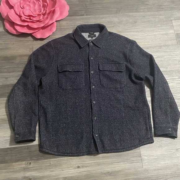 Vince Other - EUC VINCE. Mens Sz XL Heather Navy‎ Wool Blend Flannel Overshirt 4-Pocket